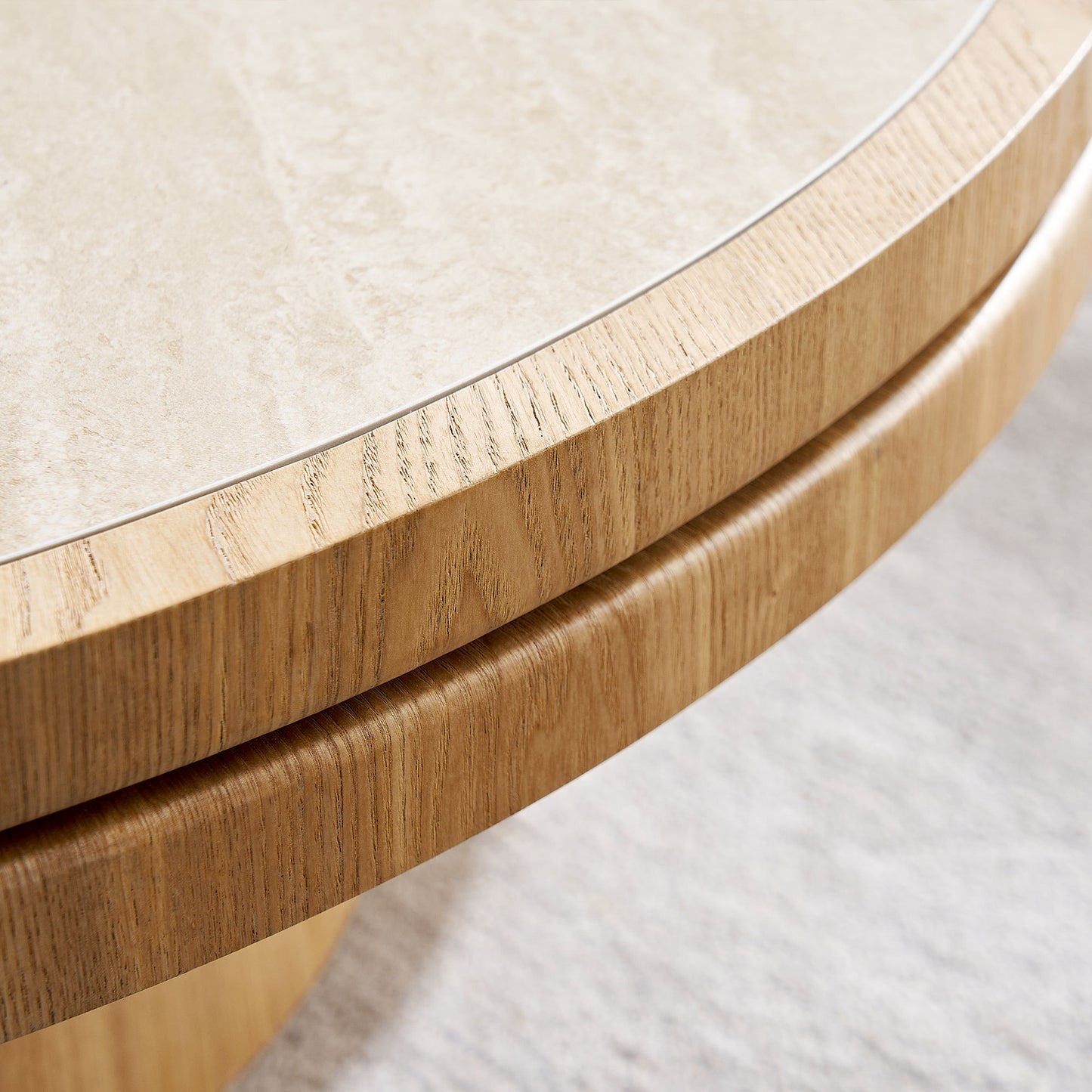 19" Round MDF Side Table Sintered Stone Tabletop - Natural - detail view 8