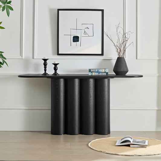 66.93'' Modern Console Table for Entryway with Unique Cylinders Legs Design - BLACK - detail view 2