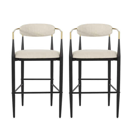 Ethel Modern 29" Bar Stools, Beige & Brown