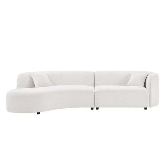 Luxury Modern Style Living Room Upholstery Curved Sectional with Chaise 2-Piece Set - White - primary color shot