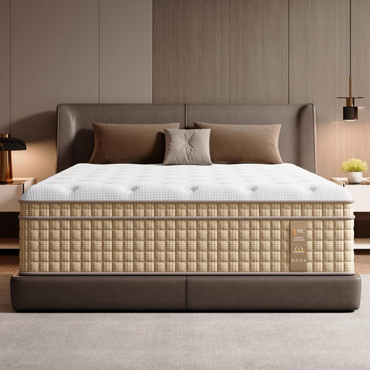 14' Queen Hybrid Mattress with Innersprings & Gel Memory Foam - Beige+white - detail view 2