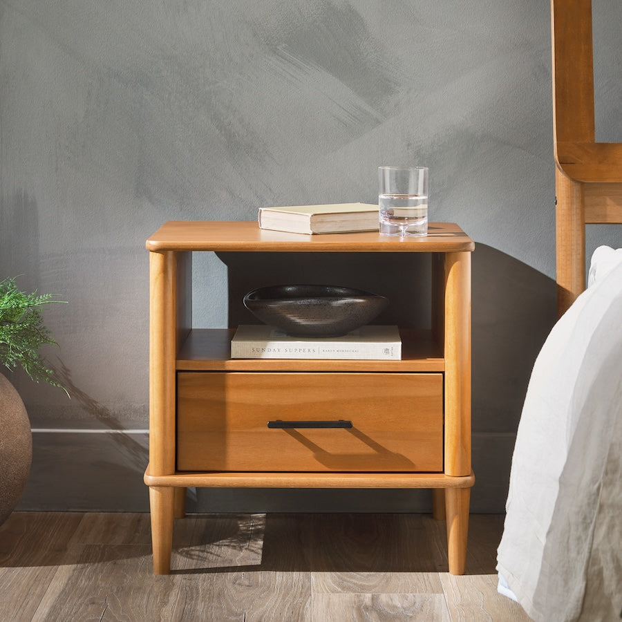 Zenify Mid-Century Modern Nightstand - Caramel