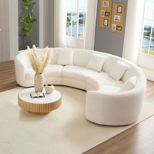 Classic Curved Tight Back Sectional - White - detail view 2