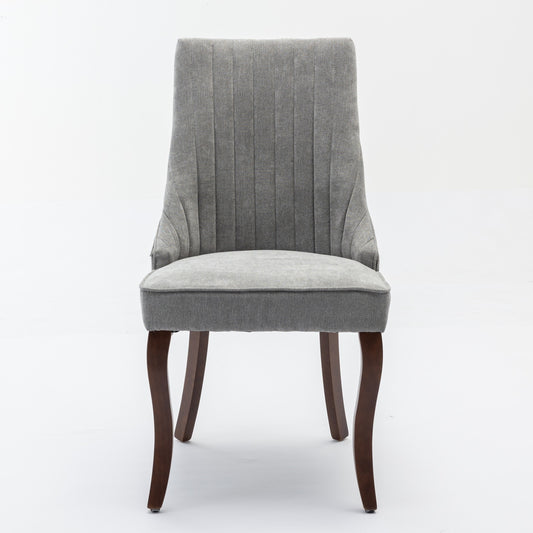 Leena Transitional Gray Linen Side Chairs Set of 2
