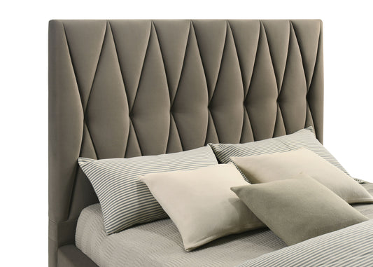 Delsea Light Brown Velvet Platform Bed – King