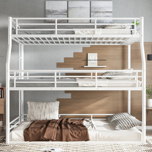 Full XL over Queen over Queen Bunk Bed - Light White - detail view 2