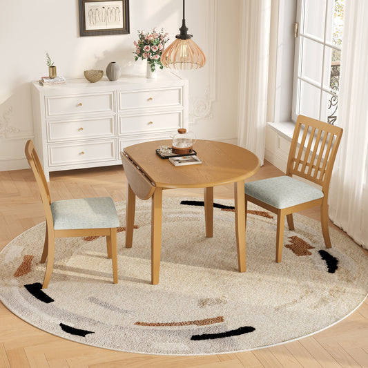 3-Piece Round Dining Table Set for 2 People - Light Brown - detail view 2