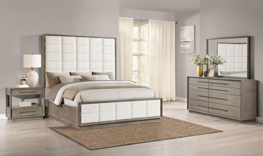 Durango 80" Tall Modern Bedroom Set, Taupe & Cream