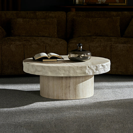 32" Faux MARS Textural Patterns Coffee Tables - Beige - detail view 2