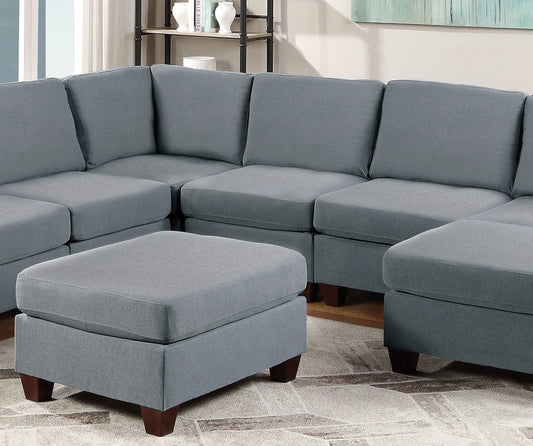 Modular Sectional 9pc Set Living Room Furniture Corner Sectional Couch Grey Linen Like Fabric 3x Corner Wedge 4x Armless Chairs and 2x - detail view 2