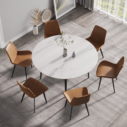 Saffron 59.05"Modern Artificial Stone Dining Table with Black Legs