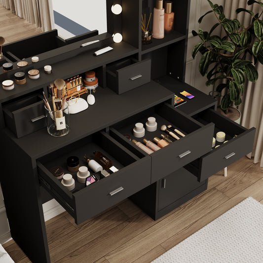 Angie Contemporary Bedroom Vanity, Black