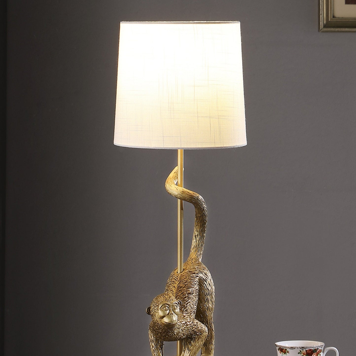 24' In Wildlife Old World Gold Capuchin Monkey Polyresin Table Lamp