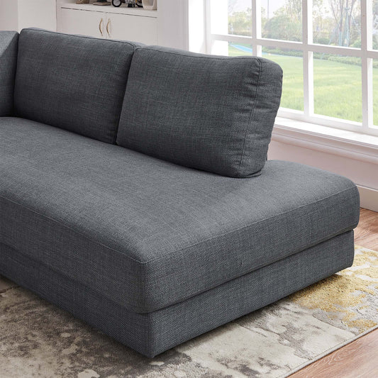 Glander Cozy Sectional Sofa Right Facing in Grey Linen with Solid Wood Frame and Fiber Legs, 89x108 inches - primary image