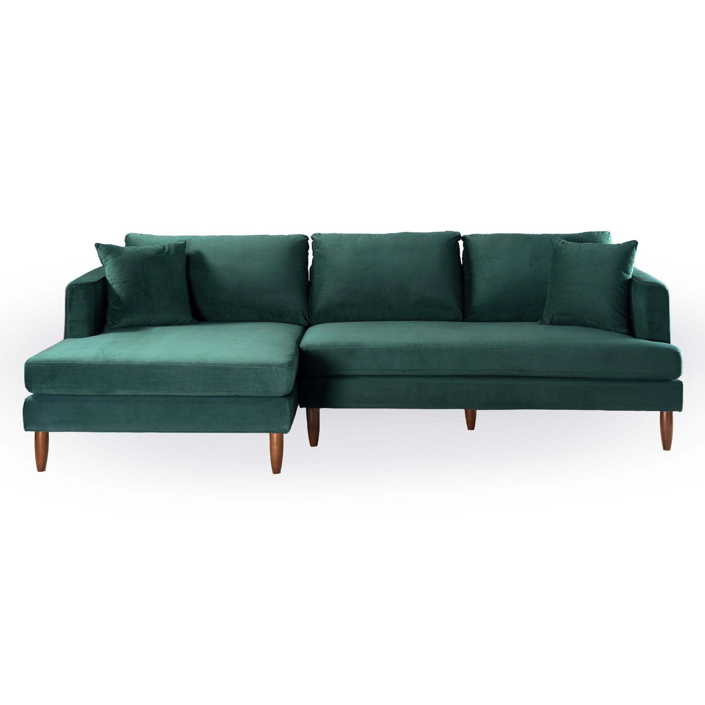 Blake L-Shaped Dark Green Velvet Sectional Sofa Left Facing Comfortable Upholstery - primary image