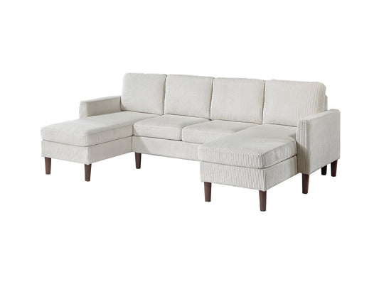 3pc Sectional Set RAF/LAF Chaise Armless Loveseat Beige Color Corduroy Couch Relax Modern Comfort Living Room - detail view 2