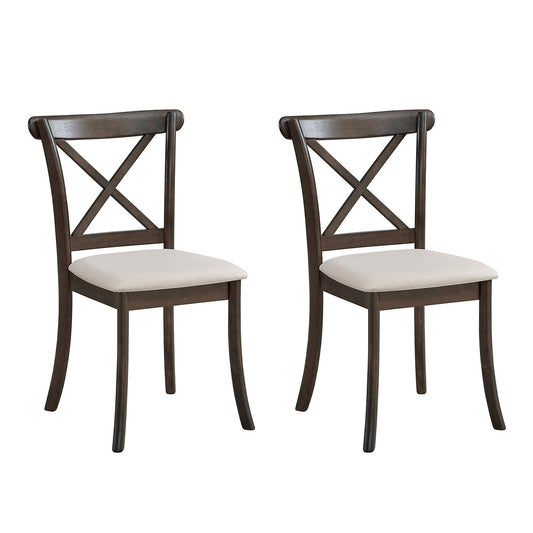Iris Farmhouse Side Chairs with Cross Back Set of 2 Brown