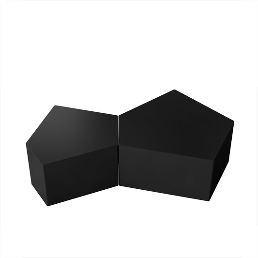 Black MDF 2-Piece Accent Table Set with Black Legs (Set of 2) - primary color shot
