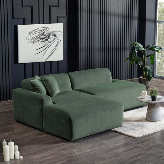 Mar Sectional Green Corduroy Sofa (Left Facing) - detail view 2
