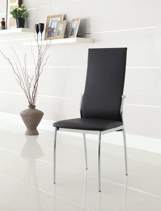 Victor Modern Leatherette Side Chairs with Silver Legs Set of 2 , Black