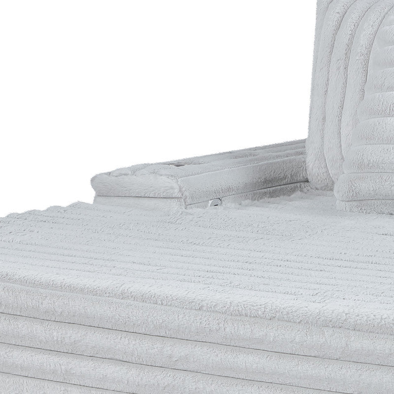 Melodia 67'w Light Gray Corduroy Oversized Sofa Chaise Lounge Chair with Cupholders & USB Charging Port - detail view 5