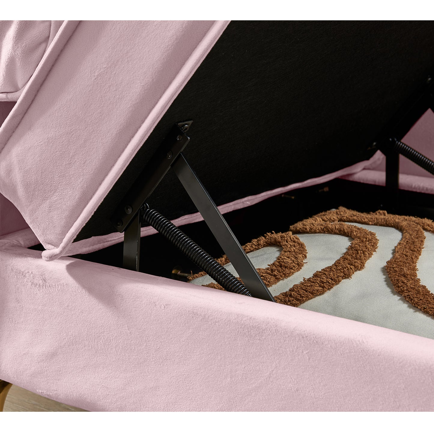 Modern Upholstery Chaise Lounge Chair with Storage Velvet (pink) - detail view 8