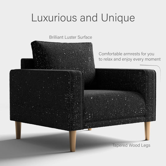 FOA Elverum Contemporary Fabric Blend Accent Chair - Black