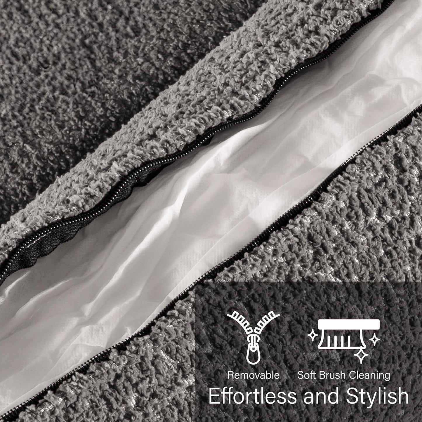 Elverum Modern Bouclé Sofa & Loveseat Set with Wooden Legs – Gray