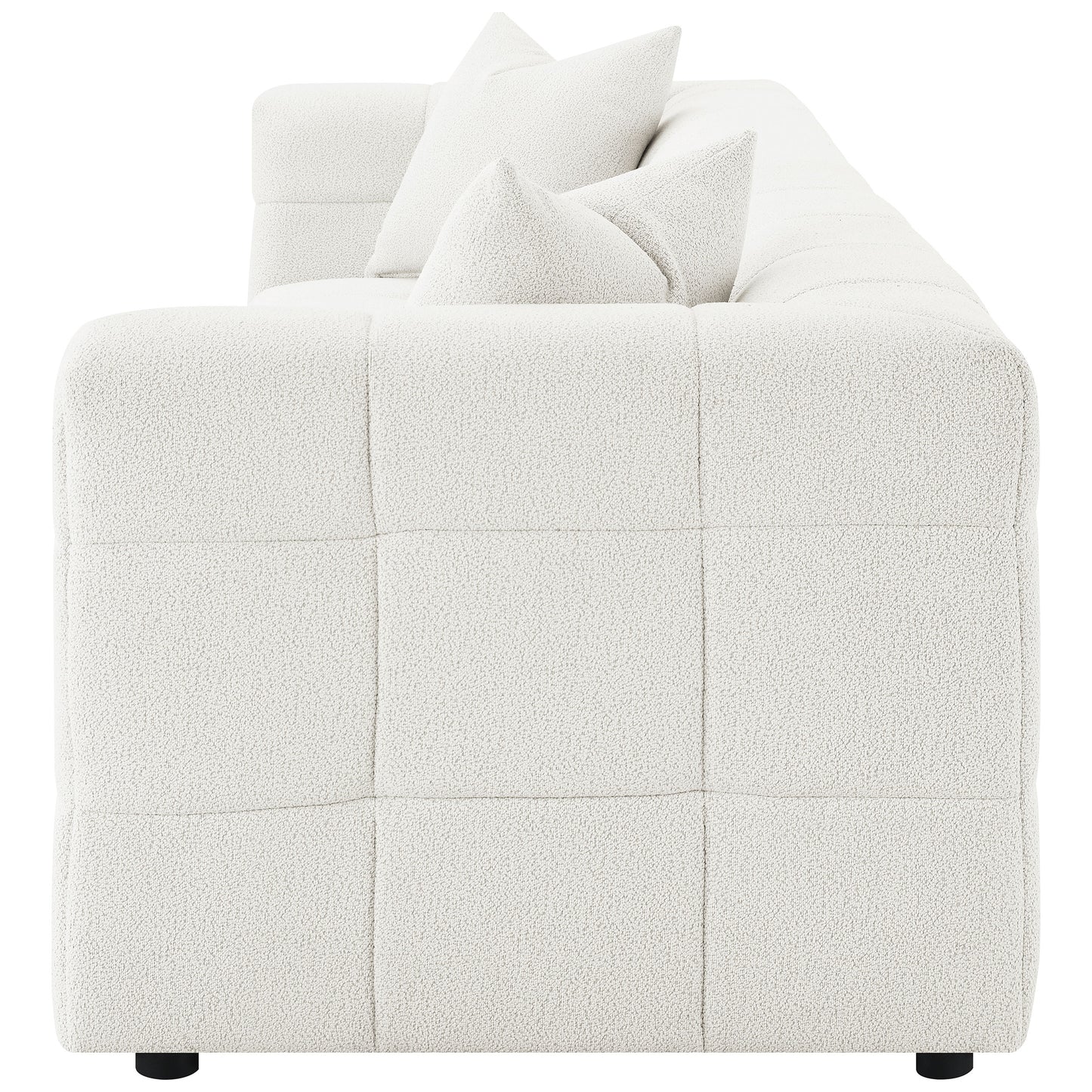 Everly 114" Extra Long Boucle Upholstered Sofa, Off White