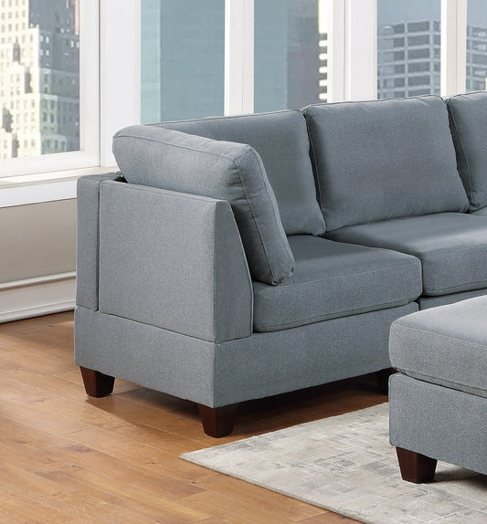 Modular Sectional 6pc Set Living Room Furniture Corner Sectional Couch Grey Linen Like Fabric 3x Corner Wedge 2x Armless Chairs and 1x - detail view 2