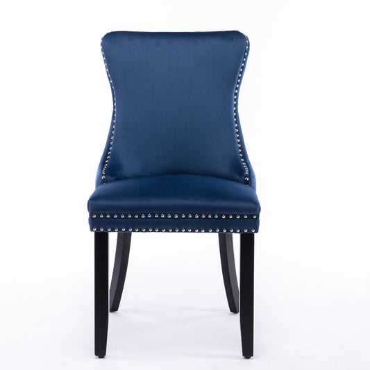 Honoria Velvet Wingback Side Chairs with Button Tufted Back, Blue