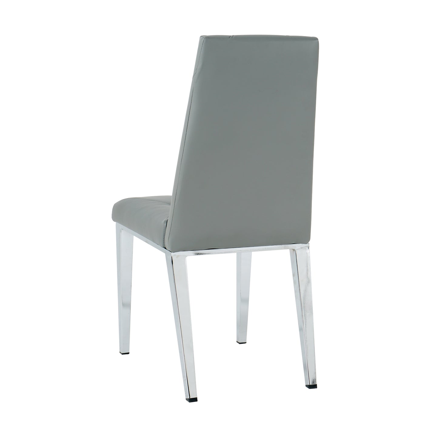 Solene Modern PU Leather Side Chairs with Silver Legs, Gray