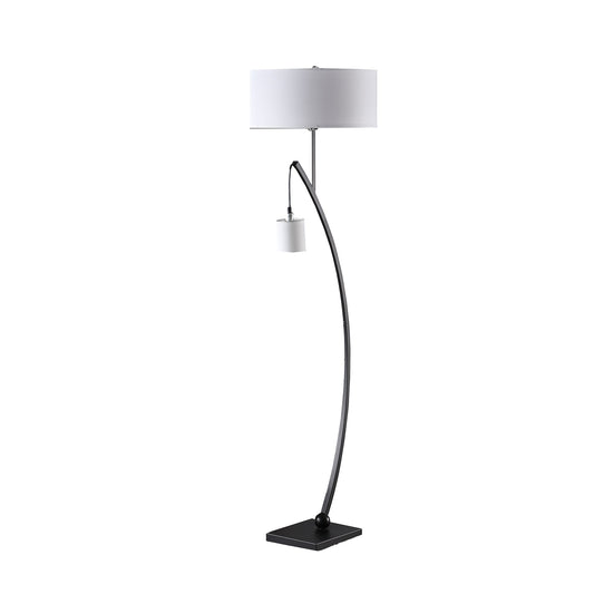 Dual Black Arc W/ Hanging Pendelum Lamp Metal Floor Lamp