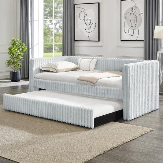 Belton Modern Upholstered Daybed Trundle – Gray