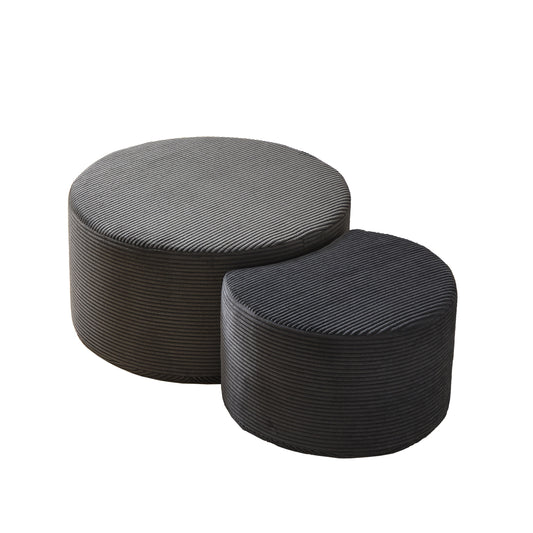 Black Corduroy Nesting Tables with Black Legs - primary color shot