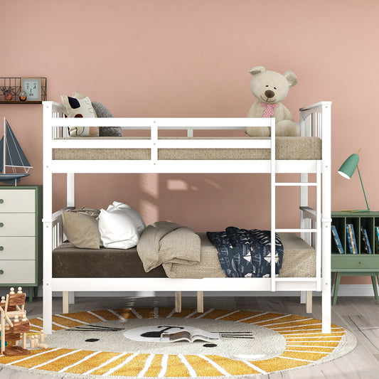 Full over Full Bunk Bed with Ladder - White - detail view 2