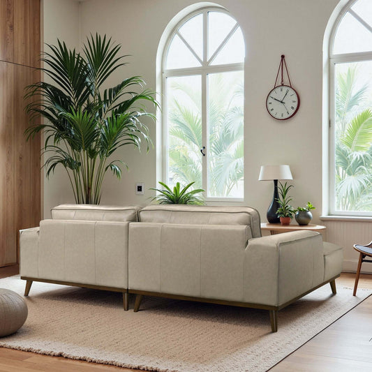 Kerrville Beige Leather Left Sectional Sofa - detail view 2
