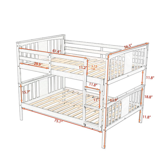 Pratt Full over Full Bunk Bed with Ladder, White