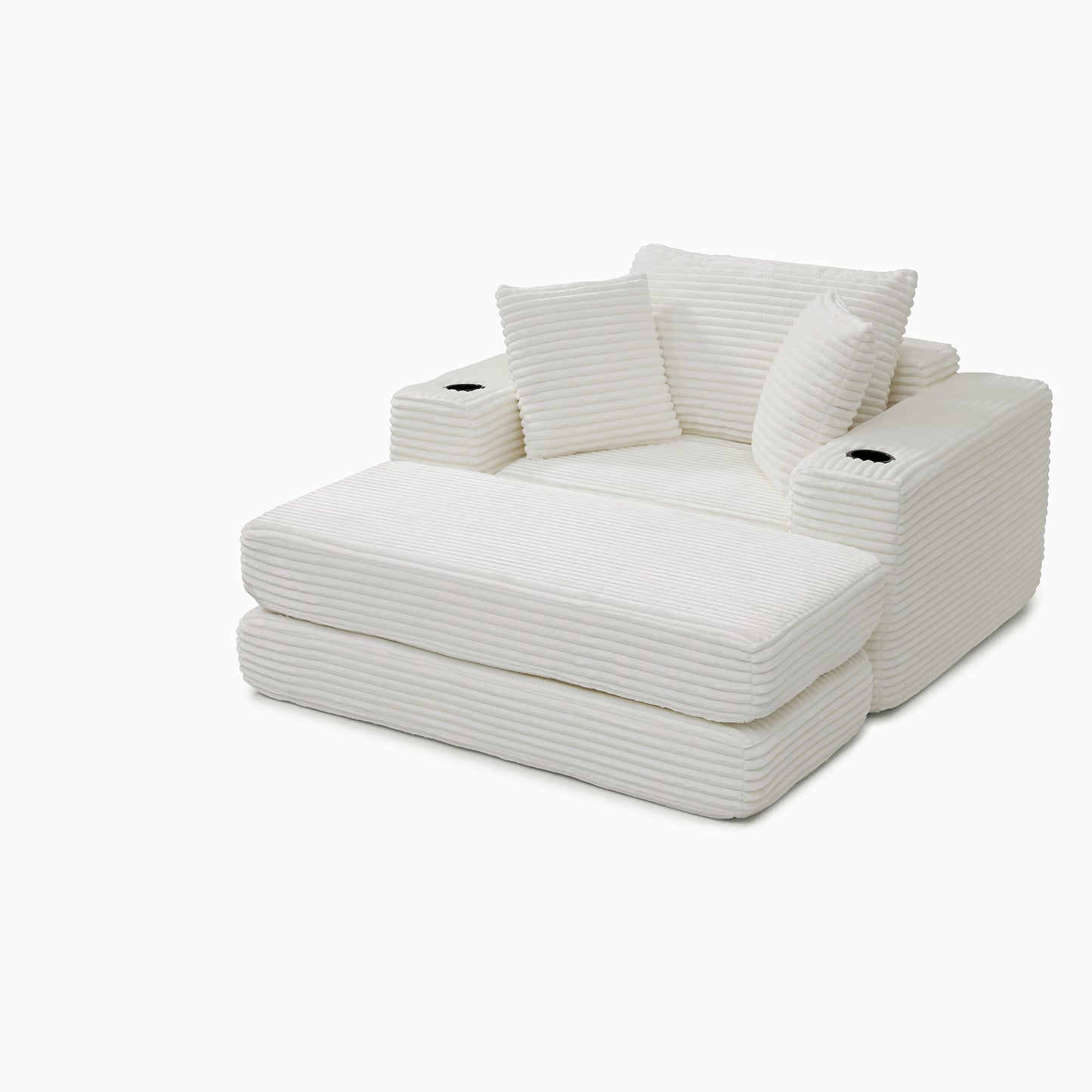 52" Boneless Chaise Lounge Chair Indoor-Oversized Cloud-Like Cozy Comfy Modular 3-in-1 Sofa Bed for Reading - Beige - detail view 8