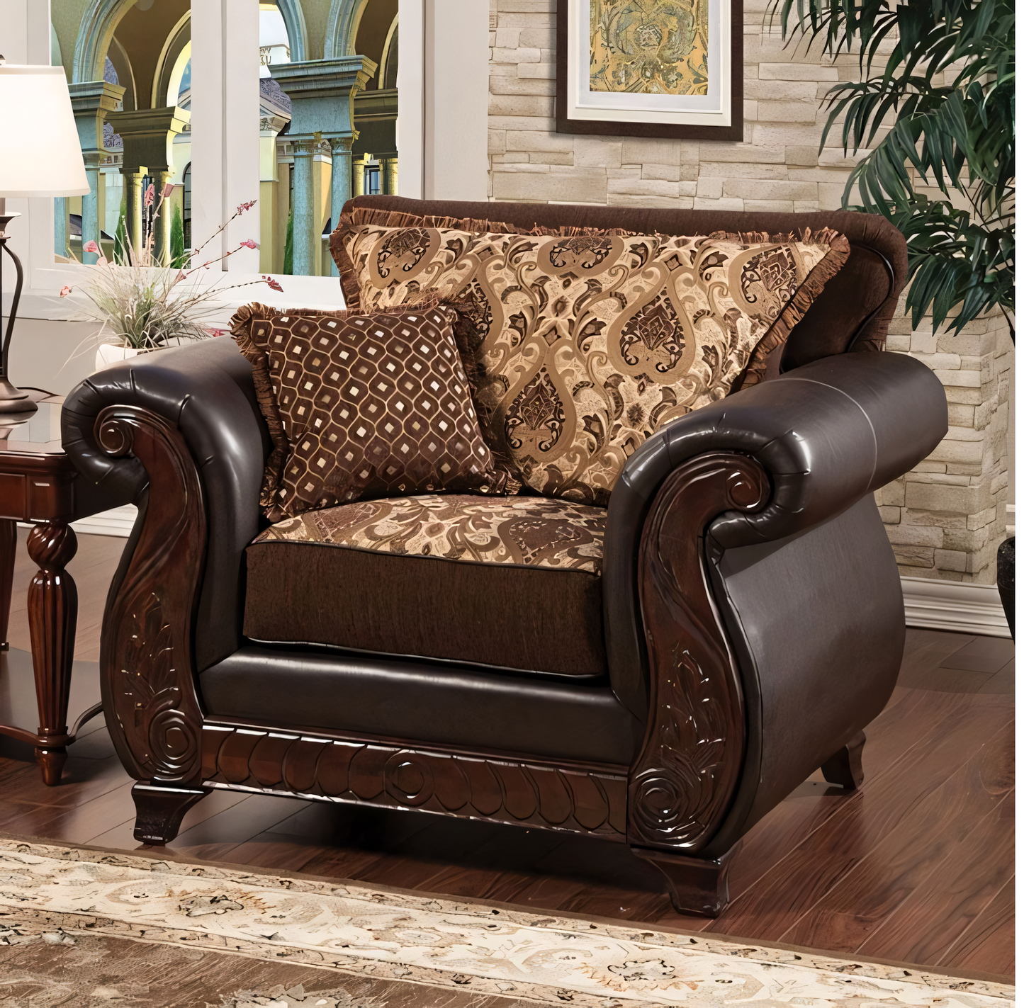Franklin Traditional Victorian Print Sofa Set