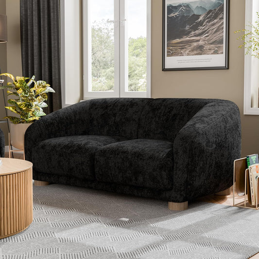 Kolvere Contemporary Chenille Sloped Arm Sofa with Wooden Feet