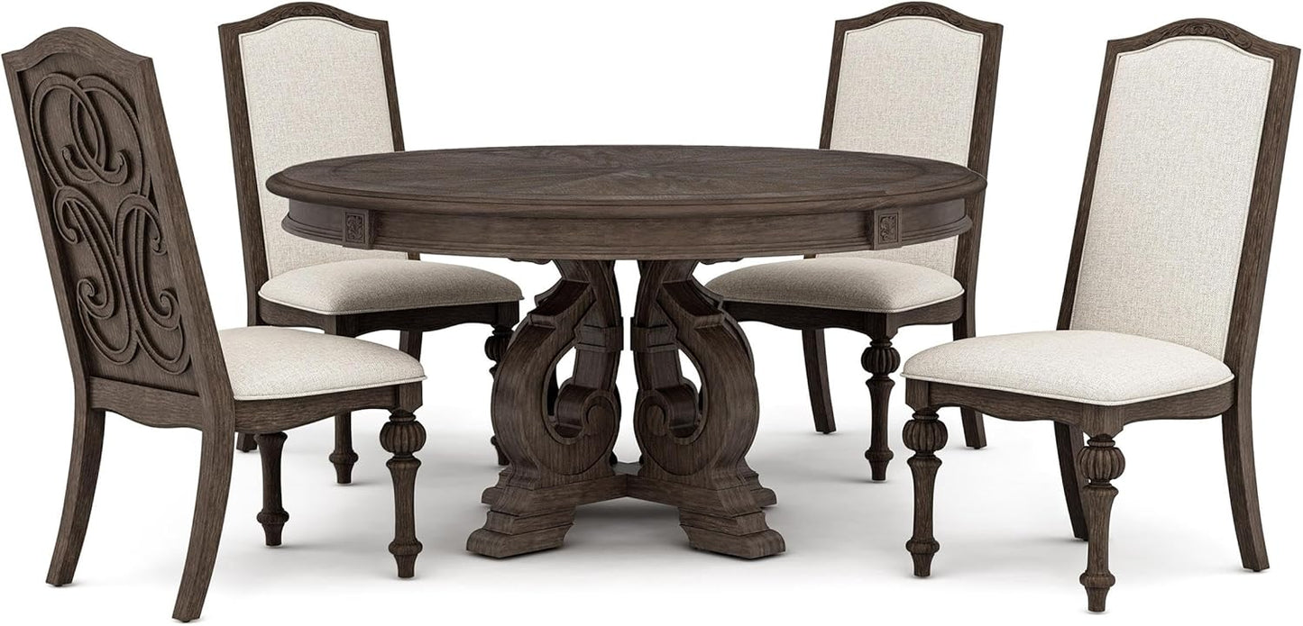 Arcadia Transitional 5-Piece Solid Wood Dining Set in Natural Tone