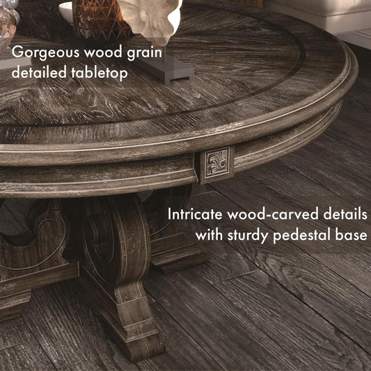 Arcadia Transitional 7-Piece Solid Wood Dining Set in Natural Tone