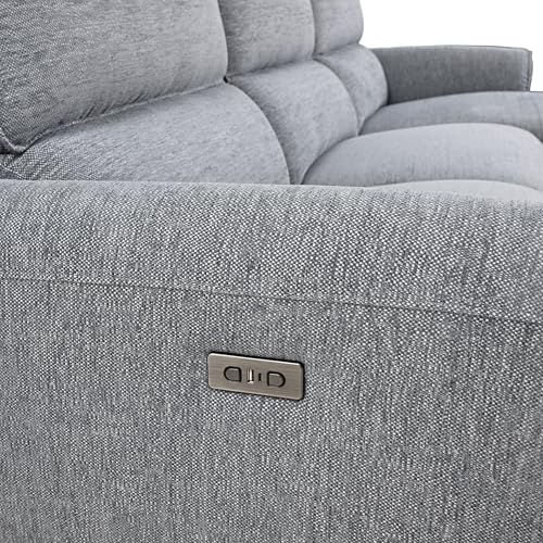 Brande Chenille Power Sectional; Left Chaise - Gray