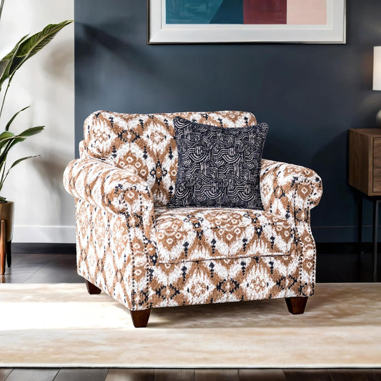 Viviani Transitional Beige Chenille Upholstered Sofa