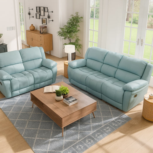 Glarus Transitional Leather Reclining Living Room Set - Gray