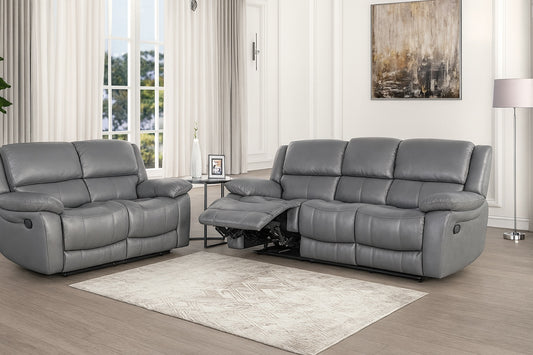 Glarus Transitional Leather Reclining Living Room Set - (3 Colors)