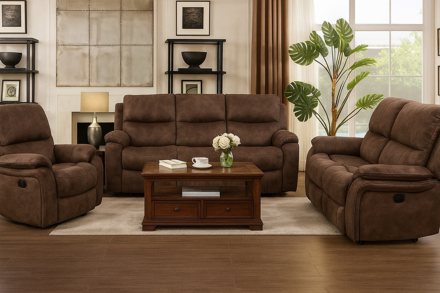 Henricus Transitional Motion Sofa - Dark Brown