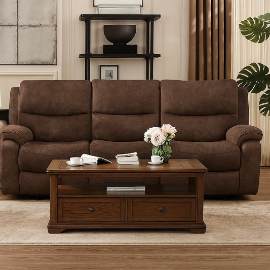 Henricus Transitional Motion Living Room Set - Dark Brown