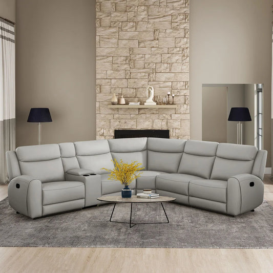 Jacobus Transitional Genuine Leather Wide Seat Reclining Sectional